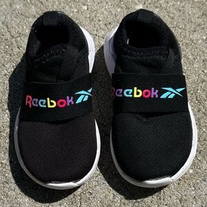 Reebok Running Shoes - Baby size 5 (Black & Rainbow)